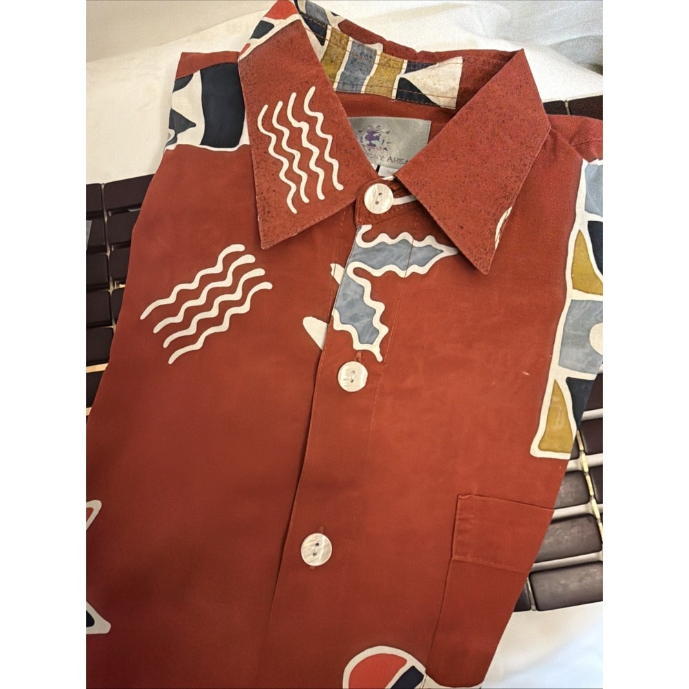 The Territory Ahead Button Up Shirt Med 100% Cotton‎ Abstract Southwestern Mens